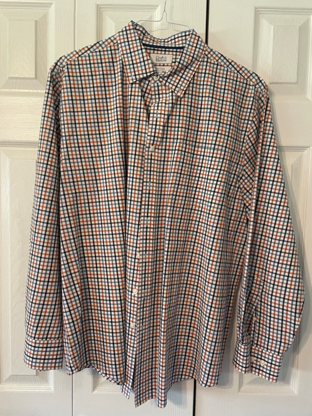 croft & barrow Orange and Blue Plaid Long-Sleeve Button-Down Shirt